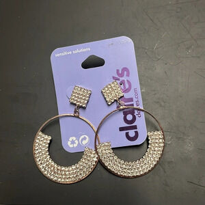 New shiny rhinestone bling earrings copper tone dangle earrings party